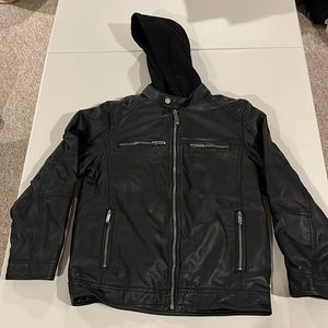 Black Rivet Faux Leather Jacket